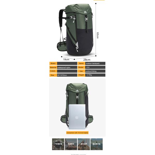 Outdoor 50L Waterproof Backpack ODM Ultralight Camping Backpack Nylon