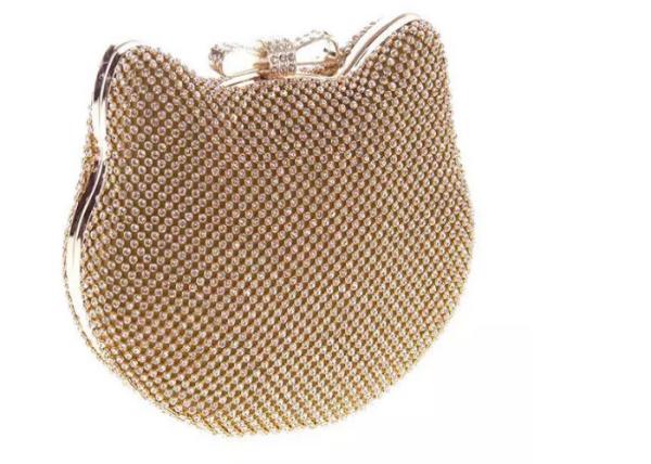 Mini Size Fashion Women Mesh Evening Bags Cat Shape And Bow Closure