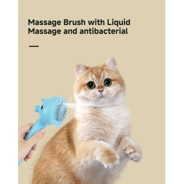 Cepillo de vapor para mascotas de limpieza de cabello de masaje Cepillo de auto-cat limpio de perros Spray peinado de depilación