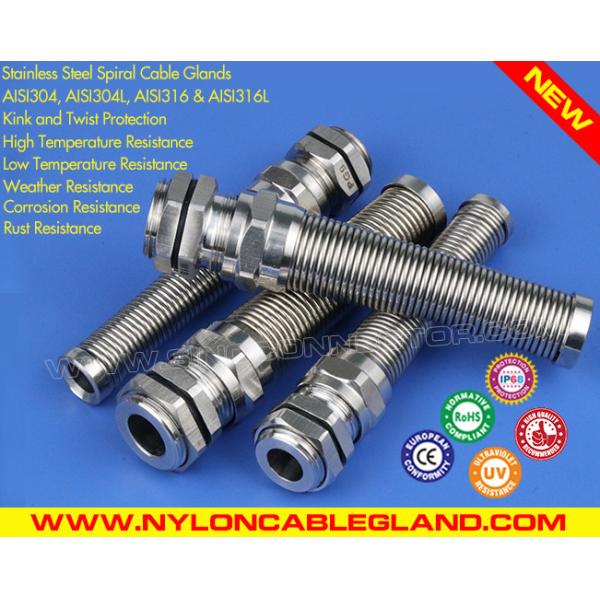 ЭМС кабельныя ўводы сальнікі кабелни входове NPT з нержавеючай сталі (IP68) са спіральным гнуткім пратэктарам