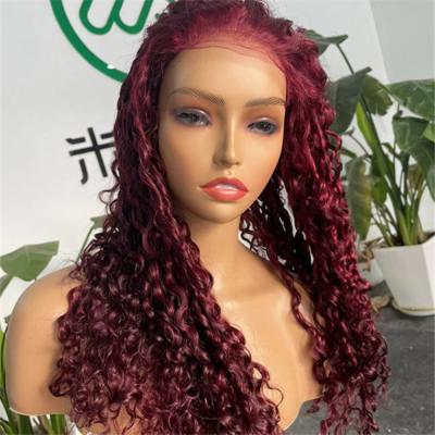 Pixie Curl 5x5 renda fechamento peruca pré-plucked cabelo humano cor de Borgonha