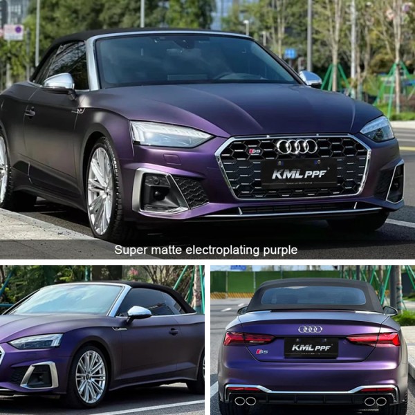 High Quality KML PPF Self Healing Car Protection Film with TPU-Super Matte Electroplating Purple Color Changing for Body
