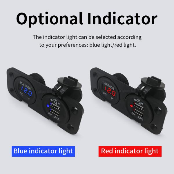 2 In 1 12V -24V Car / Motorcycle USB Charger Dual Usb Port Morfayer