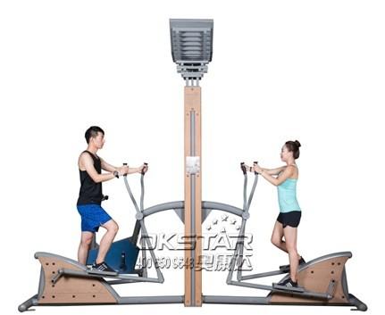 wooden street lamp outdoor fitness equipment elliptical trainer crossfit trainer