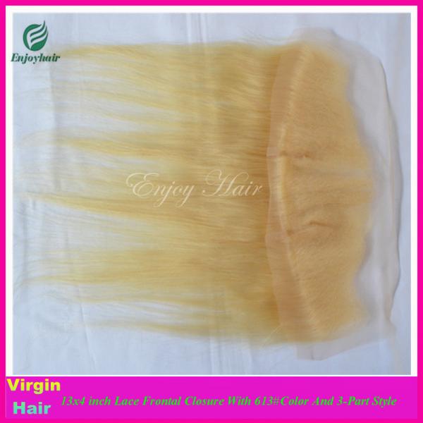 7A malaysian virgin hair 3-part lace frontals 13''x4'' ,613# color straight hair closure