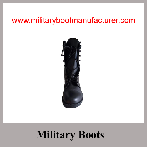 Wholesale China Made Black Split Leather Police Combat DMS Boot with Size Zipper