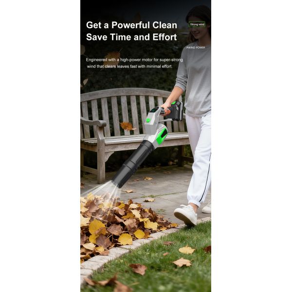 Commercial Brushless Leaf Blower B2B Supply | Smart LED Display 3-Speed Jet Fan, 21V 550W Electric Garden Blower with 180° Adjustable Handle | Wholesale Price