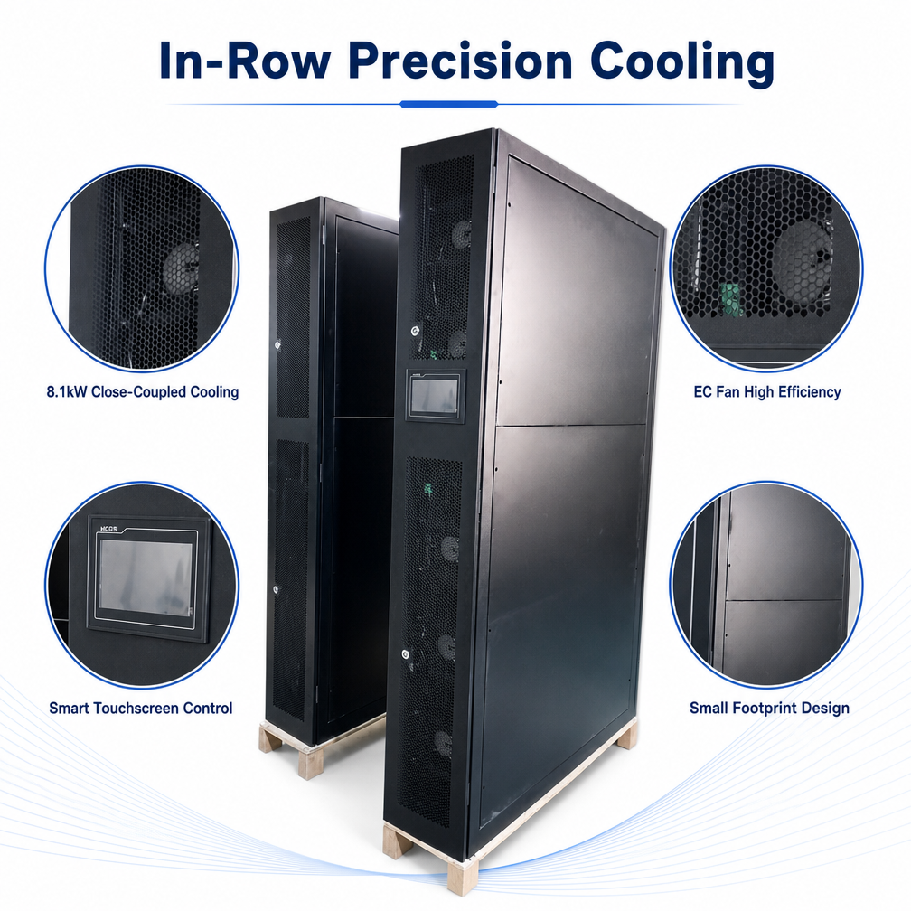 12.5kW Full Inverter In-Row Precision Air Conditioner, Low PUE Close Coupled Cooling for Modular Data Center