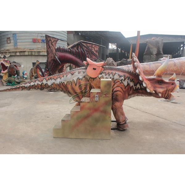 Реалистическая Аниматроник красная езда динозавра трицератопса для парка атракционов
