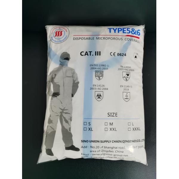 Waterproof Microporous Type 4 Disposable Coveralls Chemical Resistant Jumpsuit With Tape