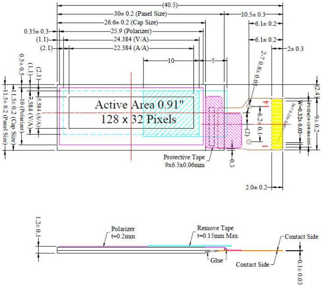 Monochrome дюйм SSD1302 I2C дисплея 0,91 128x32 OLED взаимодействует Pin 14