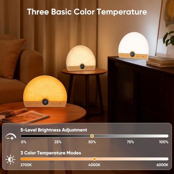 24W Natural Wake Up Light 2700K 4000K 6000K Sunrise Simulation Lamp