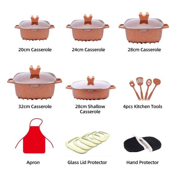 Wholesale Multifunction Pot And Pans Set 22pcs White Cooking Pot Sets Non-Stick Aluminum Cookware Sets