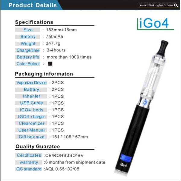 Popular Portable Electronic Hookah Cigarette Igo 4 From Popular Cigarette Brands
