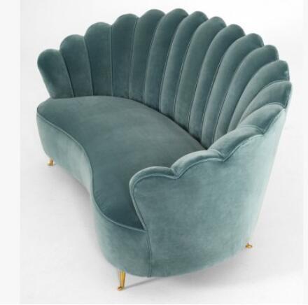 Wooden Popular Event Furniture Rental Long Back Blue Velvet Fabric Wedding Sofa