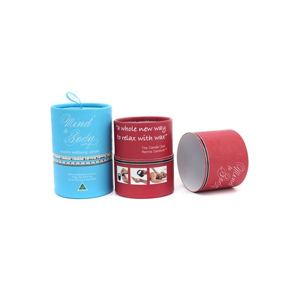 Beauty Packaging Candle Gift Box , Cylinder Candle Boxes With Silk