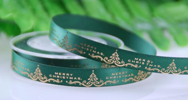 Elegant Christmas Printing Ribbon 9 MM by Foil Gold Print for Holiday Decoration