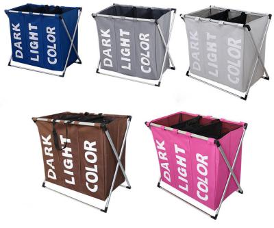 Foldable Clothing Bag Collapsible Extra Large Washing Dirty Clothes Laundry Basket Hamper 3 Compartments