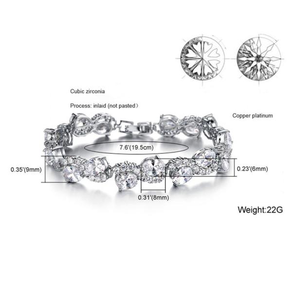 Women Platinum Plated Clear Cubic Zirconia Bracelet Wedding Jewelry (JDS924WHITE)