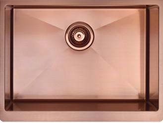 R10 / R15 PVD Rose Gold Apron Single Stainless Steel Sinks Undermount Installation Type