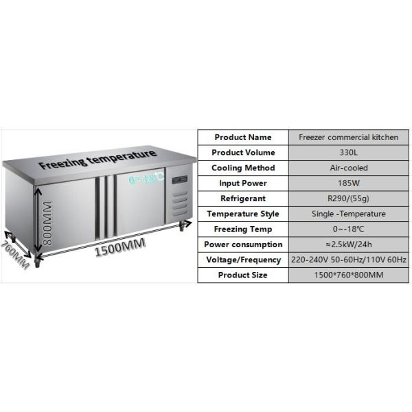 Frigérateur de restaurant commercial 330L à double porte