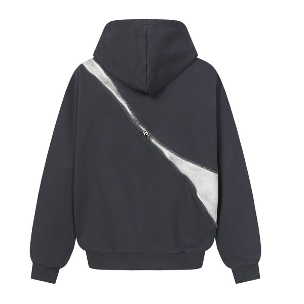 Washed Fleece Zip-Up Oversized Hoodie Unisex Polyester/Cotton Blend Anti-Wrinkle Windproof Breathable 3D Pattern Winter