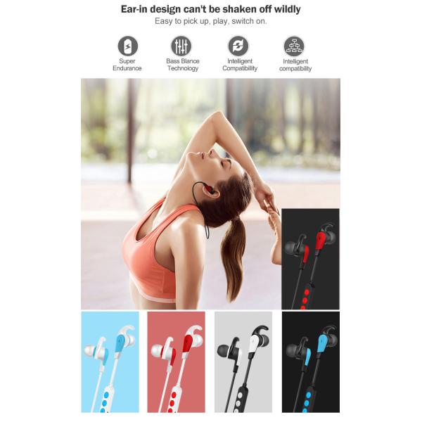 HiFi Stereo Bluetooth Sport Earbuds 105db Neckband Earphones With Vibration