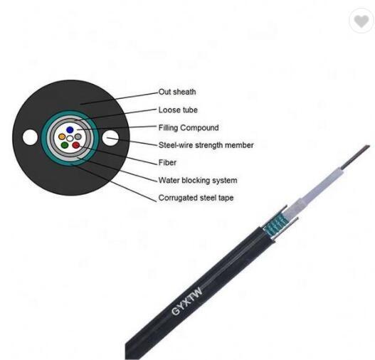 Armoured GYXTW 2 / 4 / 6 / 8 / 12 Core Single Mode Fiber Optic Cable
