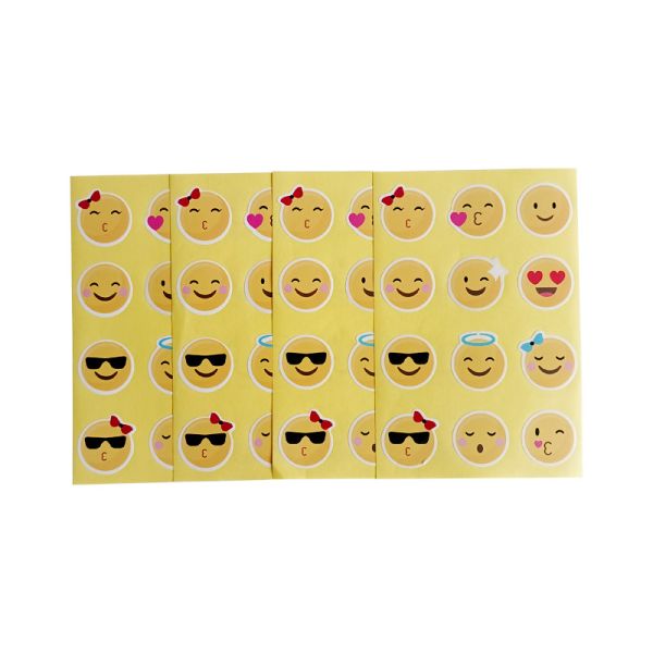 Emotional Smile Expression Adhesive Round Stickers Cute Custom Logo