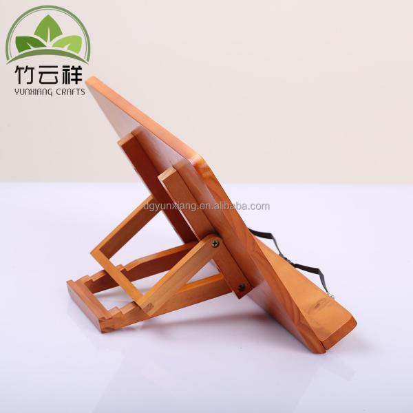 Pine wooden holder for Tablet phone foldable wooden book stand