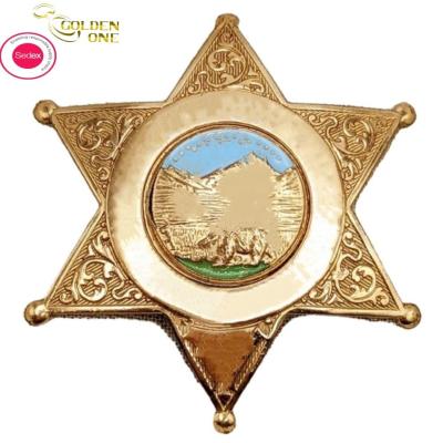 Custom Soft Enamel Pin Badges , Plated Gold Electroplating Metal Star Badge For Gift