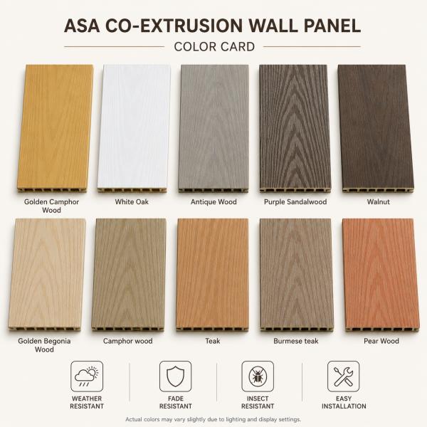 Outdoor WPC Wall Cladding Hollow ASA Coextrusion Panel Waterproof Pool Surrounds