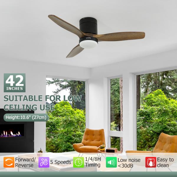 Customizado 42 polegadas ventilador de teto com luz 1stshine Solid Wood Blades OEM