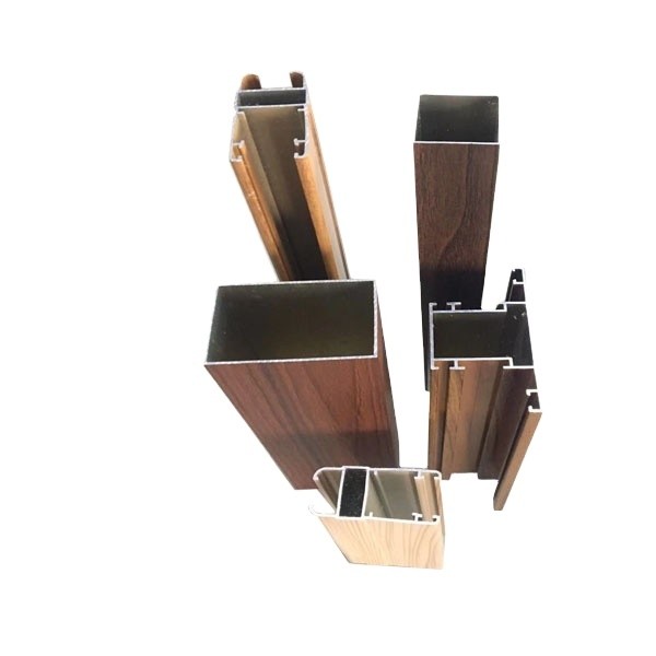 6063 T5 Powder Coating Anodizing Wooden Color Aluminum Profiles For Windows And Doors ISO Certified