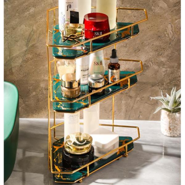 Stainless Steel 3 Tier Triangle Storage Rack , 3KG Cosmetics Storage Rack
