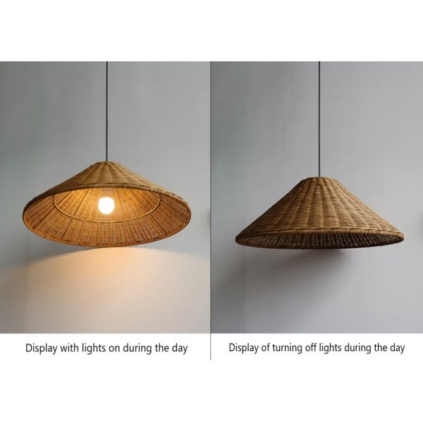 farmhouse light bar dining lights Minimalist Brown Beige Retro wicker pendant light(WH-WP-96)