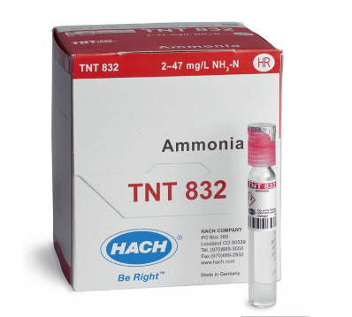 HACH Ammonia TNTplus Water Test Vial HR 2-47 mg/L NH₃-N 25 Tests TNT 832