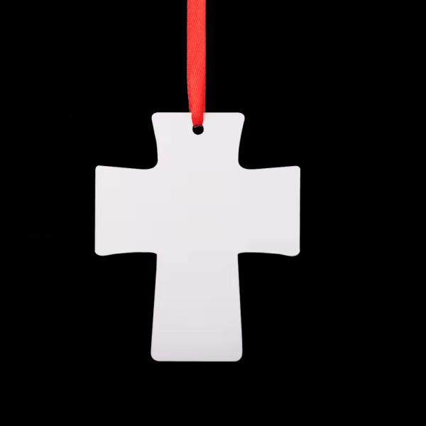 Personalized Memorial Sublimation MDF Cross Ornaments Eco-Friendly Custom Logo Christmas Ornaments