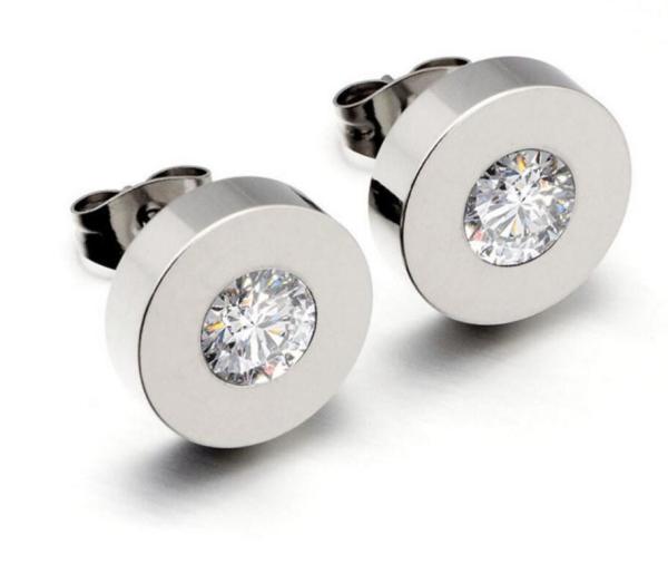 Yellow Gold Plated Stainless Steel Trendy Stud Earrings For men and Women Inlaid With AAA CZ Zircon Stone