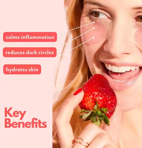 Private Label Eye Patches Brightening Reduces Dark Circles Calming Hyaluronic Acid Strawberry Rose Under Eye Mask
