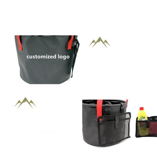 Tejido revestido de PVC de 500d 20L Acampada al aire libre Pesca Cubo plegable Cubo de limpieza de automóviles