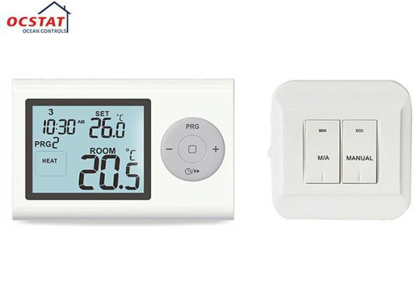Termostato sem fio programável, termostato da caldeira da grande exposição do LCD da sala do aquecimento do RF
