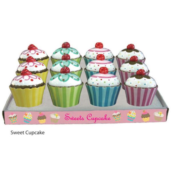 Hand Painted Sweet Cupcake Trinket Box / Covered Box Ceramic Dolomite Stoneware