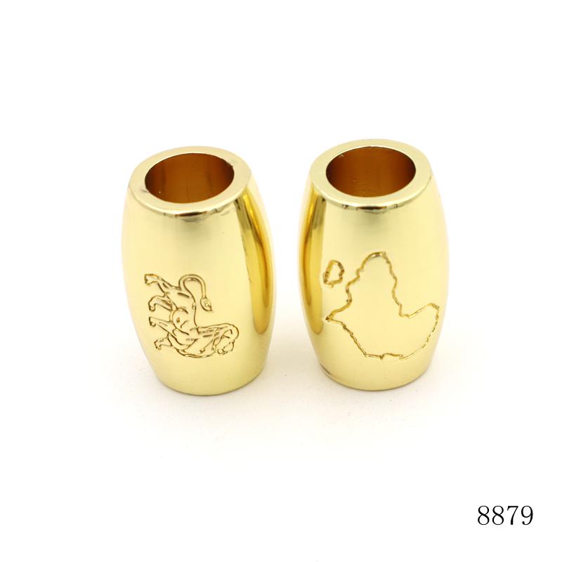 24x16mm Gold Spacer Beads Engraved Metal Spacer Beads Oval For Bracelet / Necklace
