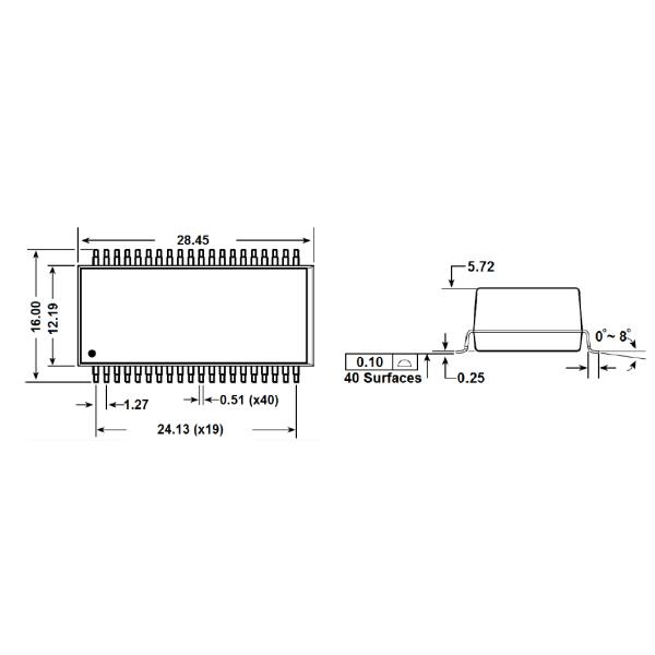 350μH OCL 8mA inclinam o transformador Unshield de Gigabit Ethernet 40 pinos MOX-LAN-QP4B-1240