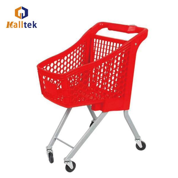 Half Plastic Kids Trolley For Supermarket Shopping With Colourful Design