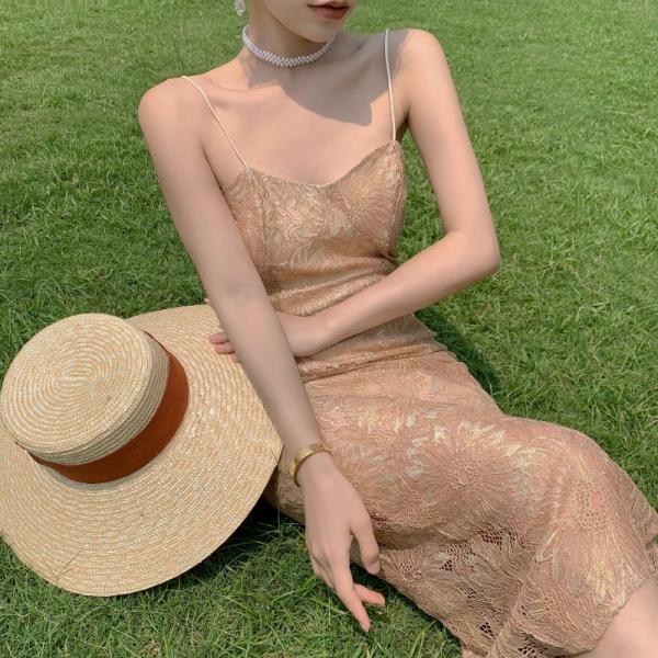 Elegant Lace Sling Wrap Womens Vacation Dresses 113cm