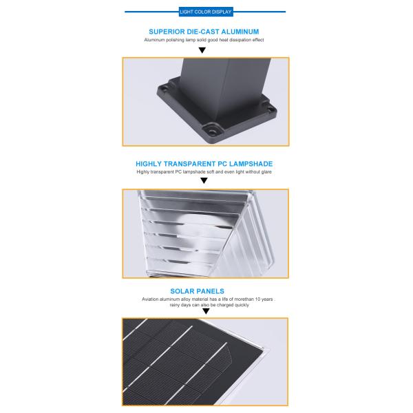 Minimalist 7W LED Solar Garden Light Landscape Decoration Bollard LED Lawn Lighting