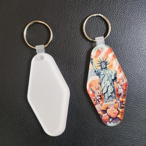 Single Sided Printing Sublimation Motel Keychain Acrylic Sublimation Keychain Blanks DIY