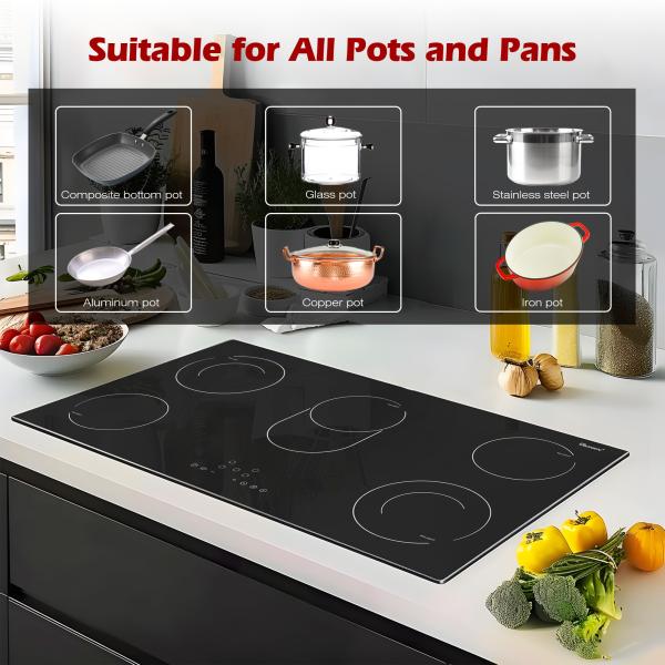 36 Inch 5 Burners Electric Cooktop 8400w Radiant Ceramic Cooktop 220~240v